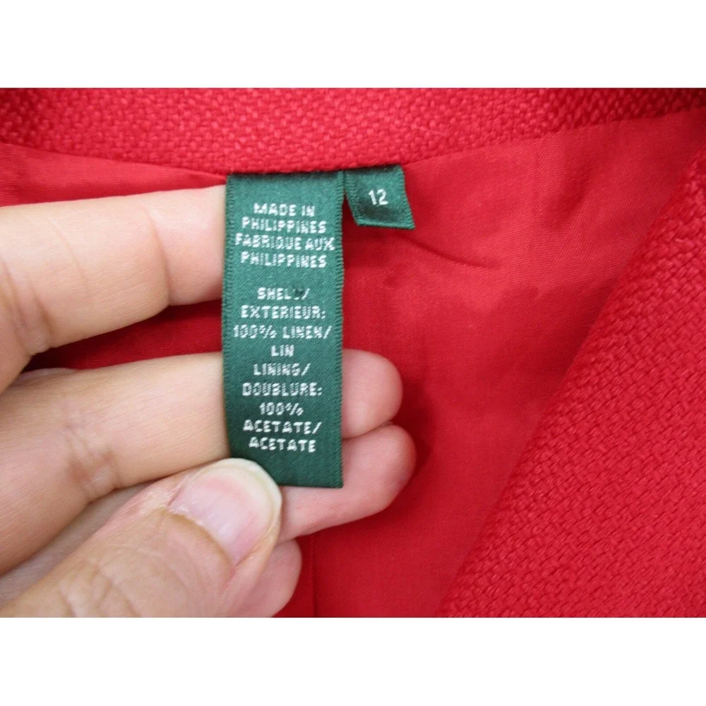 Ralph Lauren Jacket LRL 12 Linen Anchor‎ Buttons Nautical Lightweight Career Red